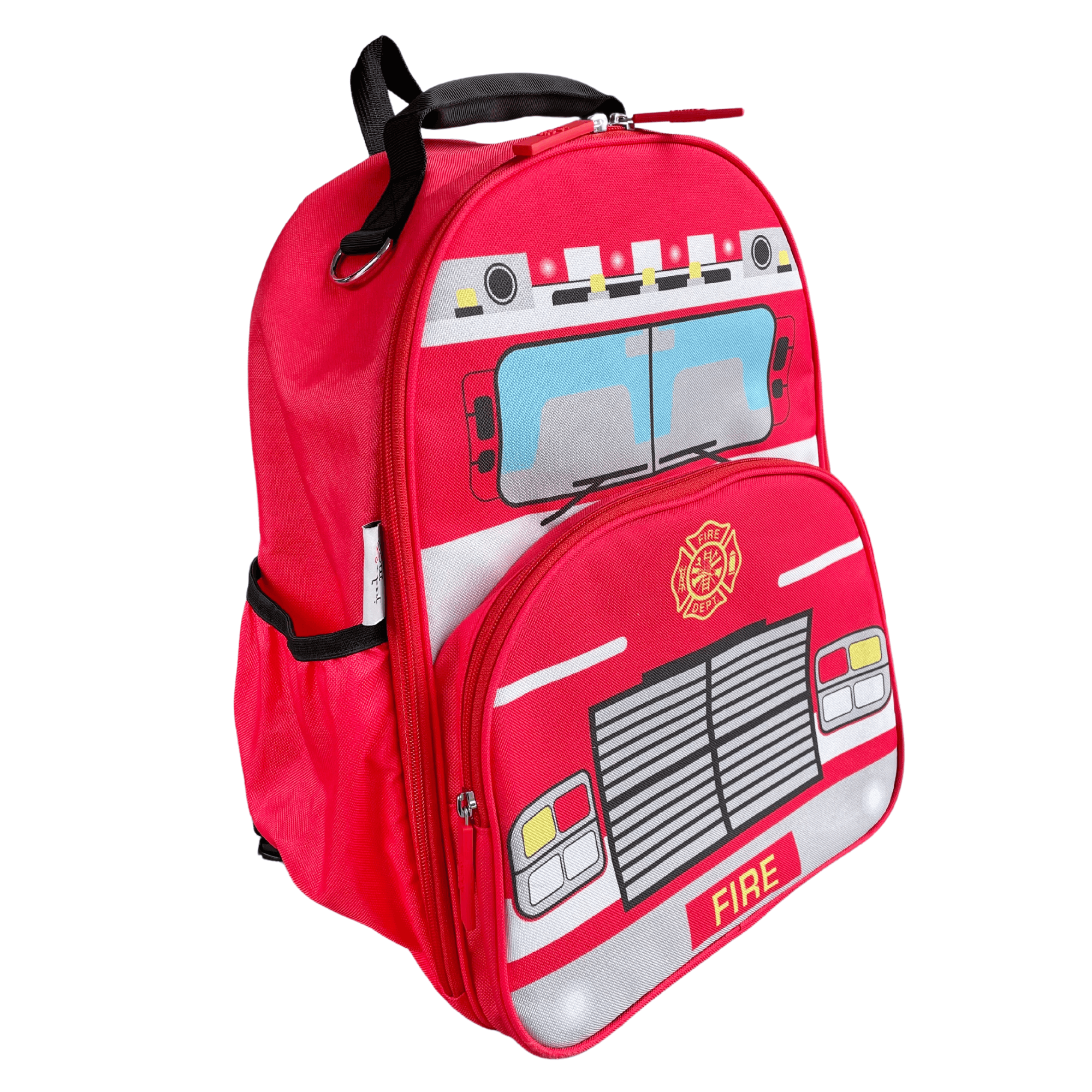 Left side of jude&moo Kids Fire Truck Backpack