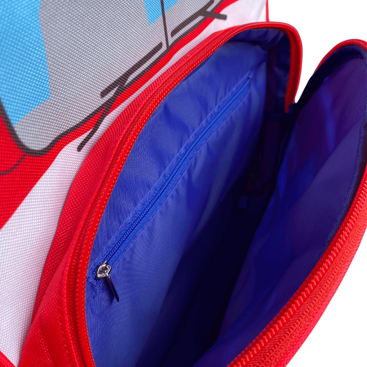 Inside Front Pocket of jude&moo boys Fire Truck Backpack