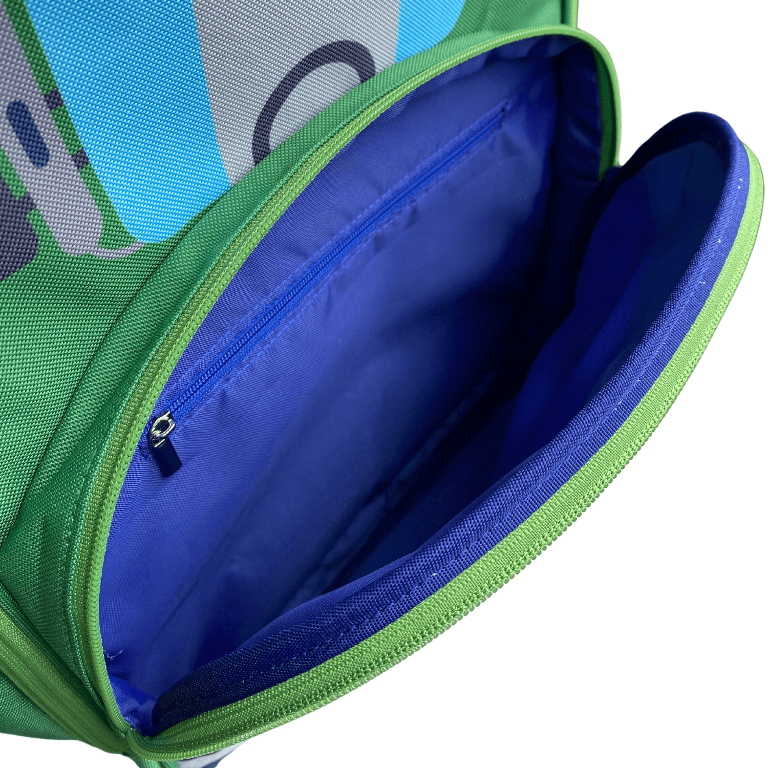Inside front pocket of farm Green tractor jude&moo backpack for boys and girls