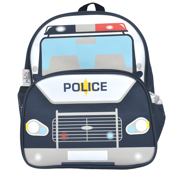 Blue Police Car Kids Backpack.