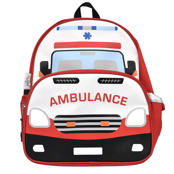 White and Red Kids Ambulance Backpack.
