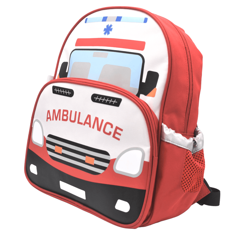 White and Red Kids Ambulance Backpack.