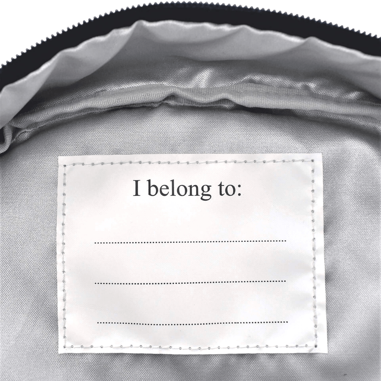 Name tag sewn in Blue Police Car Kids Backpack.